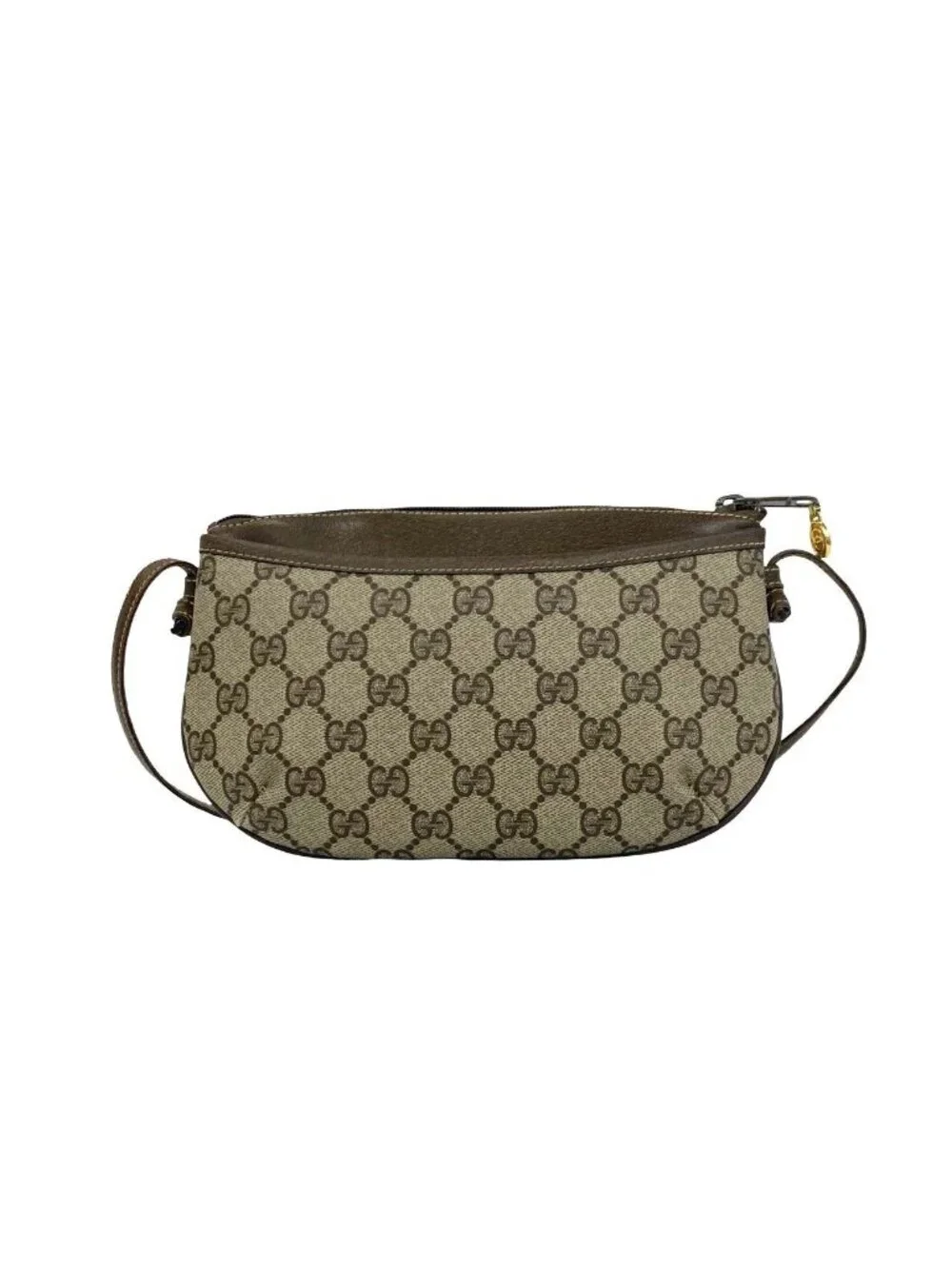 Gucci Vintage GG Logo Leather Mini Shoulder Bag Pochette Crossbody Brown